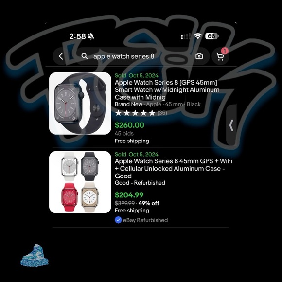 Preowned Apple Watch Series 8, 45 mm includes original box, one new strap - Picture 2 of 8